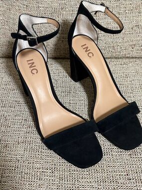 LAST CHANCE CLOSET CLOSING! 
 Black Suede Ankle-Strap Block Heels